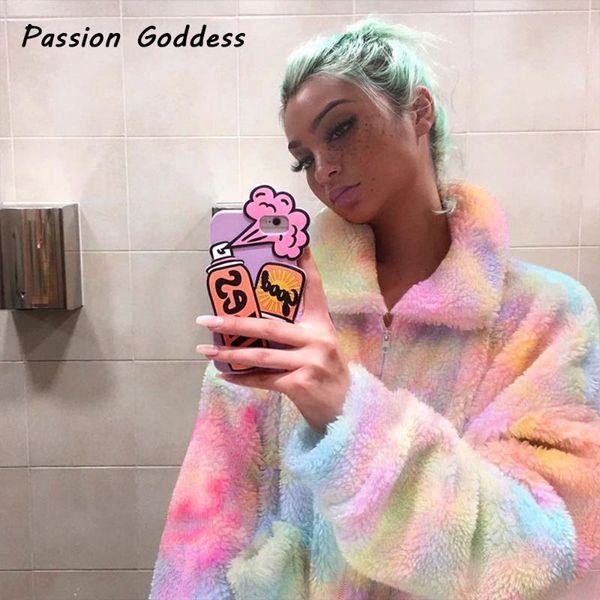 women's hoodies & sweatshirts harajuku cute plush rainbow fleece lapel zipper furry long sleeve pullover fuzzy outfits, Black
women's hoodies & sweatshirts harajuku cute plush rainbow fleece lapel zipper furry long sleeve pullover fuzzy outfits, Black