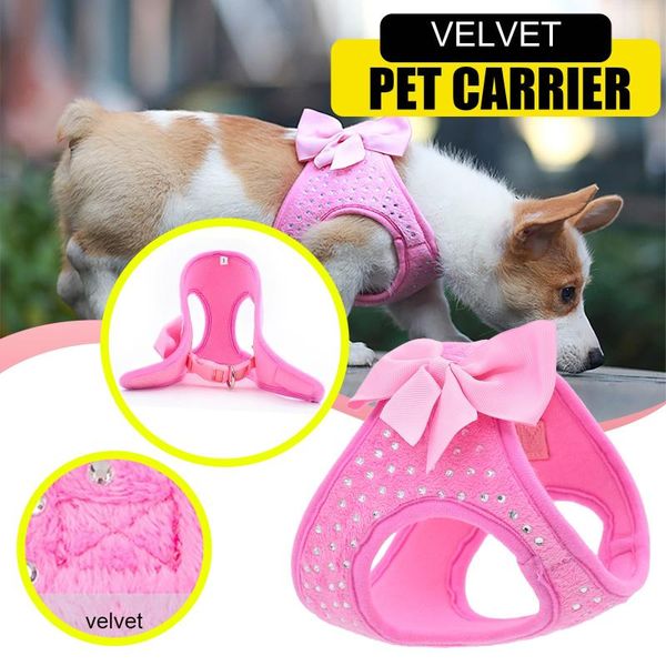 cat dog vest pink bow walking lead leash for puppy small and medium dogs collar no pull pet supplies collars & leashes