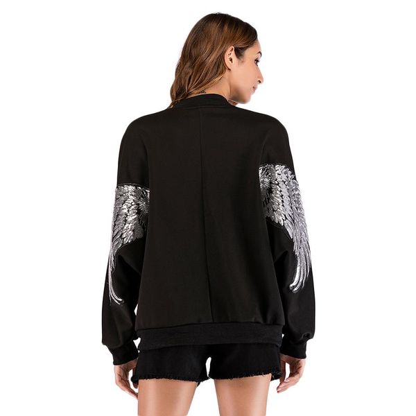 women's jackets whzhm autumn sliver wing sequins coats women basic jacket casual pocket stand collar zippers spring casaco female warm, Black;brown
women's jackets whzhm autumn sliver wing sequins coats women basic jacket casual pocket stand collar zippers spring casaco female warm, Black;brown