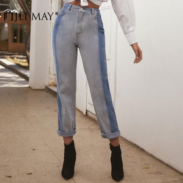 women's jeans jli may washed vintage panelled high waist casual full length jean office lady, Blue
women's jeans jli may washed vintage panelled high waist casual full length jean office lady, Blue