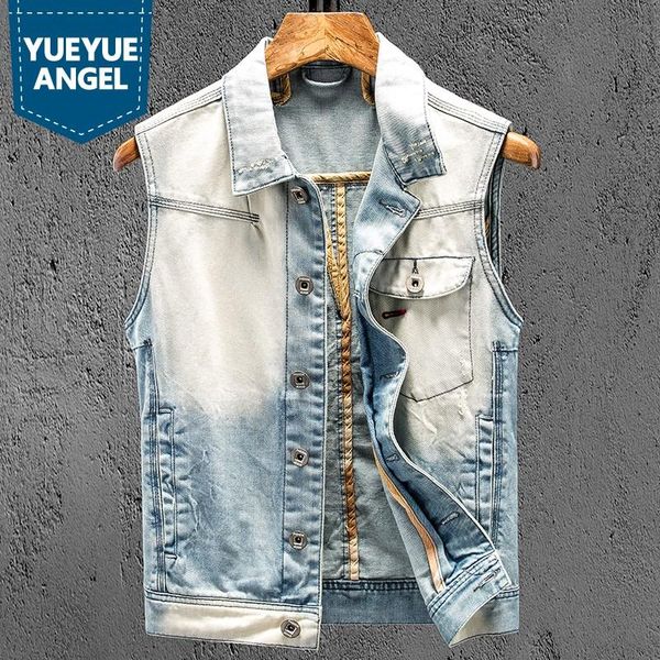 biker denim vest men casual slim sleeveless vintage cowboy jacket high street single breasted pocket short waistcoat light color men's, Black;white
biker denim vest men casual slim sleeveless vintage cowboy jacket high street single breasted pocket short waistcoat light color men's, Black;white