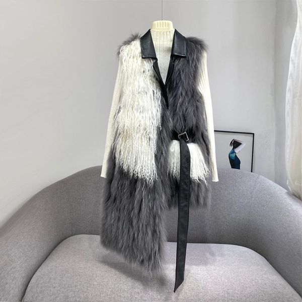 women's fur & faux imported raccoon dog medium length waist fashion real sheep skin wool vest young winter, Black
women's fur & faux imported raccoon dog medium length waist fashion real sheep skin wool vest young winter, Black