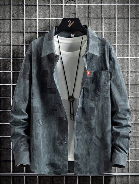 men letter graphic patch detail shirt without g8ts#, White;black 
men letter graphic patch detail shirt without g8ts#, White;black