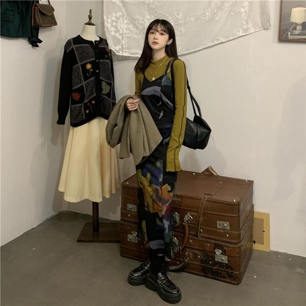 women's sweaters spot digging special bottoming shirt + retro irregular oil painting slimming printed dress, White;black
women's sweaters spot digging special bottoming shirt + retro irregular oil painting slimming printed dress, White;black