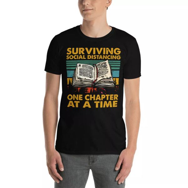 vintage retro surviving social distancing one chapter at a time cute book shirt, White;black
vintage retro surviving social distancing one chapter at a time cute book shirt, White;black