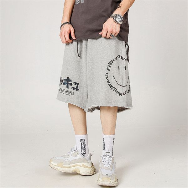 fashionable shorts smiley face letter printed flannel casual pants reflective street trend loose straight capris, White;black
fashionable shorts smiley face letter printed flannel casual pants reflective street trend loose straight capris, White;black