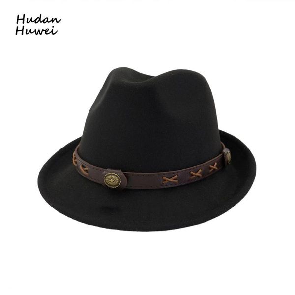 European US Woolen Felt Hat Cowboy Jazz Cap Trend Trilby Fedoras Panama Chapeau With Leather Band For Men Women Wide Brim Hats, Blue;gray
European US Woolen Felt Hat Cowboy Jazz Cap Trend Trilby Fedoras Panama Chapeau With Leather Band For Men Women Wide Brim Hats, Blue;gray