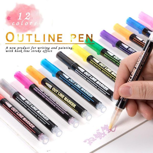 highlighters diy metal marker 8 /12 pcs/set outline paint pen double line scrapbooking glitter for drawing painting doodling, Black;red
highlighters diy metal marker 8 /12 pcs/set outline paint pen double line scrapbooking glitter for drawing painting doodling, Black;red