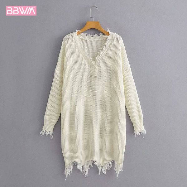 fashion v-neck personality tassel loose pullover long women's sweater korean version sweet chic female sweater 210507, White
fashion v-neck personality tassel loose pullover long women's sweater korean version sweet chic female sweater 210507, White