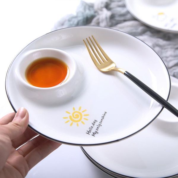 dishes & plates 22cm cartoon round ceramic plate nordic black edge dinner porcelain dumpling salad fruit tray with vinegar sauce dish
dishes & plates 22cm cartoon round ceramic plate nordic black edge dinner porcelain dumpling salad fruit tray with vinegar sauce dish
