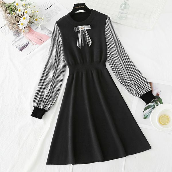 dress spring autumn long sleeve slim pullover sweater women's knit patchwork o neck bow female fashion causal party dresses rp61, Black;gray
dress spring autumn long sleeve slim pullover sweater women's knit patchwork o neck bow female fashion causal party dresses rp61, Black;gray