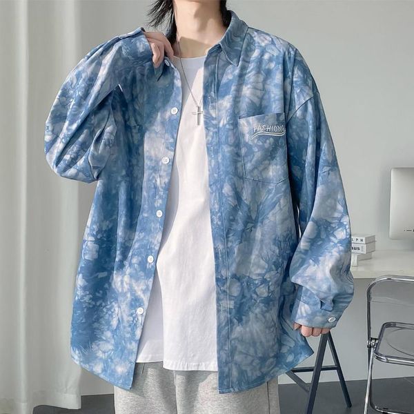 men's casual shirts 2021 loose dyed color blue fashion trend clothes coats long sleeve camisa masculina plus size -2xl, White;black
men's casual shirts 2021 loose dyed color blue fashion trend clothes coats long sleeve camisa masculina plus size -2xl, White;black