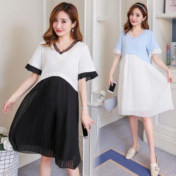 maternity dresses summer korean fashion patchwork dress elegant a line loose pleated chiffon clothes for pregnant women pregnancy, White
maternity dresses summer korean fashion patchwork dress elegant a line loose pleated chiffon clothes for pregnant women pregnancy, White
