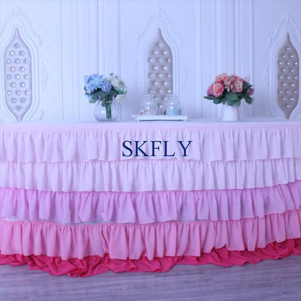 birthday party wedding ruffled dark pink light baby color combination 17ft chiffon table skirt
birthday party wedding ruffled dark pink light baby color combination 17ft chiffon table skirt