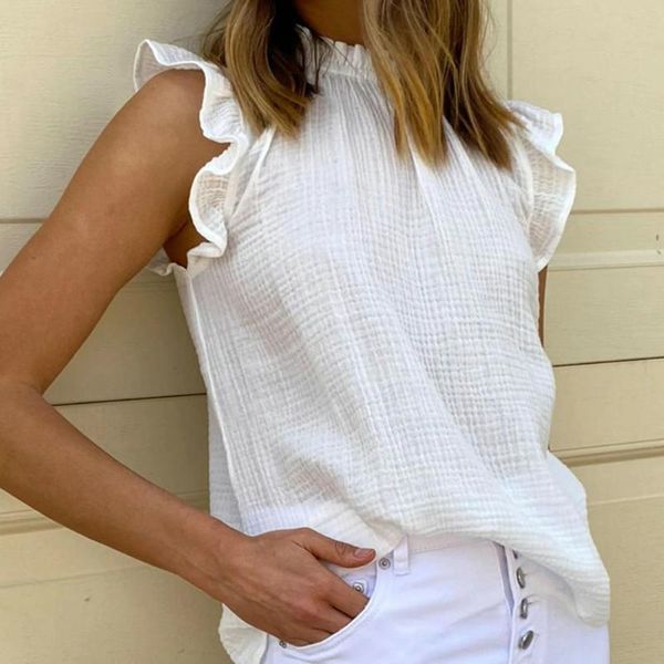 women's blouses & shirts ruffles sleeveless women blouse elegant pleated turtleneck summer lady t-shirt pullover 2021 spring, White
women's blouses & shirts ruffles sleeveless women blouse elegant pleated turtleneck summer lady t-shirt pullover 2021 spring, White