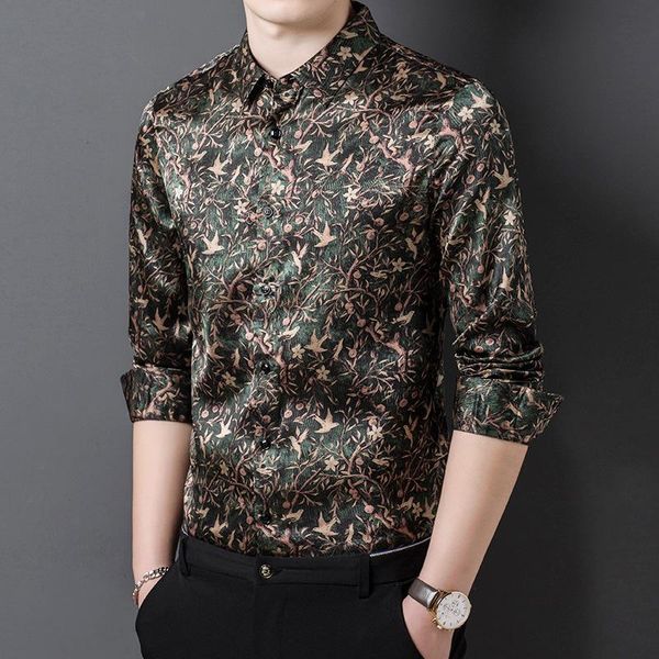 spring and autumn fashion young men's personalized prosperous floral print long sleeve lapel shirt casual shirts, White;black
spring and autumn fashion young men's personalized prosperous floral print long sleeve lapel shirt casual shirts, White;black
