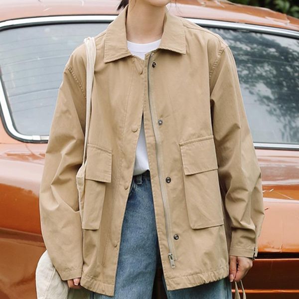 women's jackets casual solid outerwear basic jacket coats single breasted female pockets long sleeve khaki coat autumn, Black;brown
women's jackets casual solid outerwear basic jacket coats single breasted female pockets long sleeve khaki coat autumn, Black;brown
