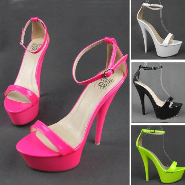 lady candy color patent leather high platform woman sandal open toe 15cm heel sandals, Black
lady candy color patent leather high platform woman sandal open toe 15cm heel sandals, Black