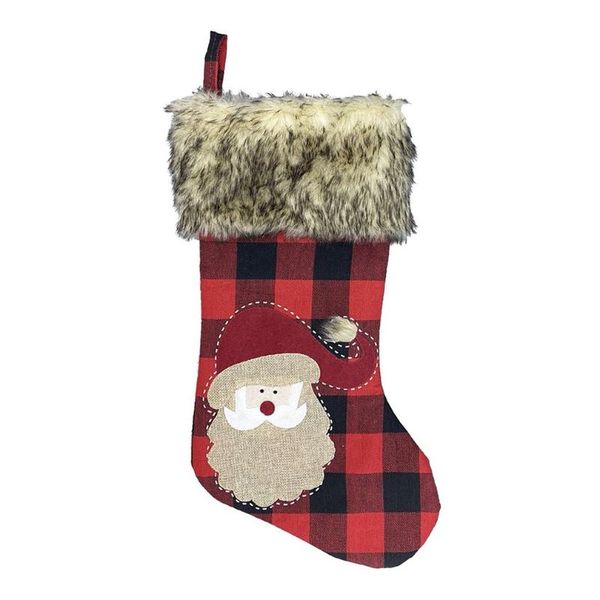 christmas decorations 2021 stocking, snowman, reindeer, 3d plush character with faux fur cuff