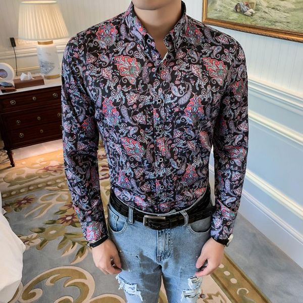 men's casual shirts mens fashion 2021 trending cashew flower print baroque foral clothing long sleeves dress, White;black
men's casual shirts mens fashion 2021 trending cashew flower print baroque foral clothing long sleeves dress, White;black