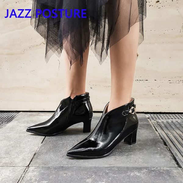 boots black patent leather ankle 5.5cm high heels women winter shoes female pointed toe botas autumn z319
boots black patent leather ankle 5.5cm high heels women winter shoes female pointed toe botas autumn z319