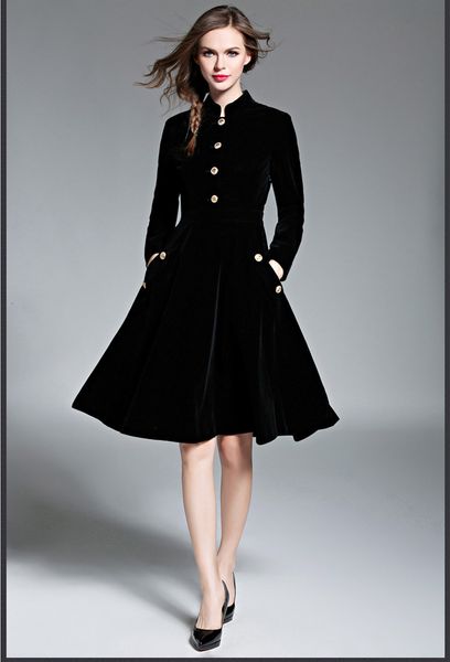 ffashion elegant black velvet dress winter women vestido vintage long sleeve ladies a-line dresses tunique femme, Black;gray
ffashion elegant black velvet dress winter women vestido vintage long sleeve ladies a-line dresses tunique femme, Black;gray