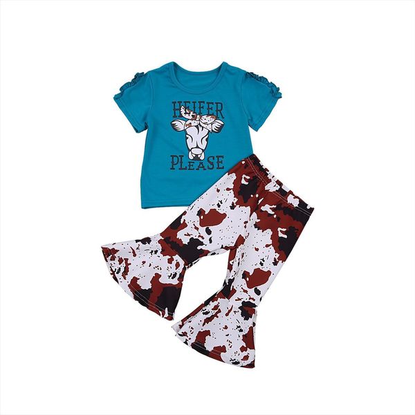 kids girls summer clothes sets cartoon cow head letter print short sleeve t shirts and tie dye long flared pant, White
kids girls summer clothes sets cartoon cow head letter print short sleeve t shirts and tie dye long flared pant, White