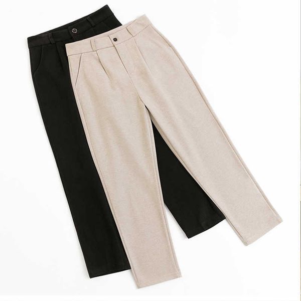 elegant women pants autumn winter woolen ankle-length trousers high waist casual harem pants 210702, Black;white
elegant women pants autumn winter woolen ankle-length trousers high waist casual harem pants 210702, Black;white