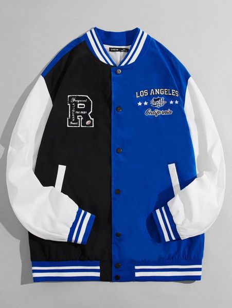men letter patched colorblock striped trim drop shoulder bomber jacket i9q2#, Black;brown
men letter patched colorblock striped trim drop shoulder bomber jacket i9q2#, Black;brown