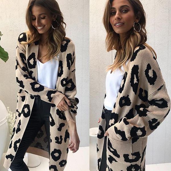 leopard knitted long cardigan sleeve women sweater overcoat autumn winter outwear coats streetwear, White;black
leopard knitted long cardigan sleeve women sweater overcoat autumn winter outwear coats streetwear, White;black
