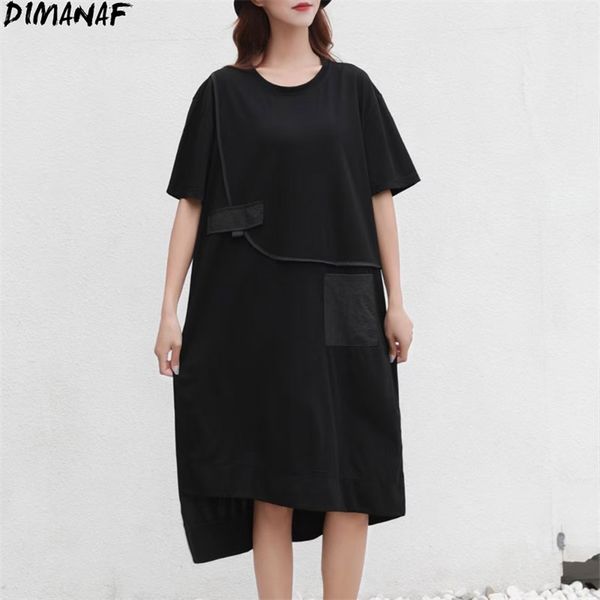 plus size dress summer style women female patchwork pockets loose black long t-shirt casual big solid 210531, Black;gray
plus size dress summer style women female patchwork pockets loose black long t-shirt casual big solid 210531, Black;gray