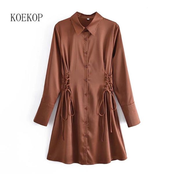 casual dresses koekop women fashion side draw string single breasted mini dress lapel neck long sleeve female woman, Black;gray
casual dresses koekop women fashion side draw string single breasted mini dress lapel neck long sleeve female woman, Black;gray