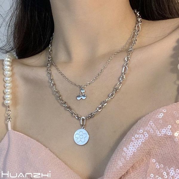 chokers huanzhi 2021 punk silver color metal cherry flower steel titanium chain double necklace for women girls party accessories, Golden;silver
chokers huanzhi 2021 punk silver color metal cherry flower steel titanium chain double necklace for women girls party accessories, Golden;silver