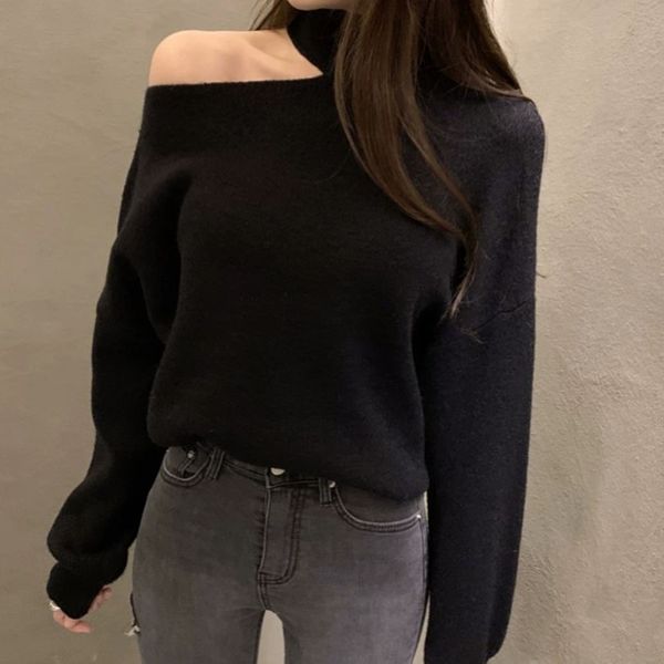 woman sweater off shoulder turtleneck pullovers hollow out irregular knitted long sleeve fashion new korean jumpers, White;black
woman sweater off shoulder turtleneck pullovers hollow out irregular knitted long sleeve fashion new korean jumpers, White;black