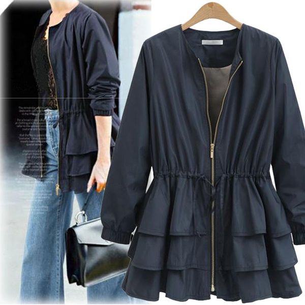women's trench coats vogue winter ruffle coat women nice fashion long sleeve female zipper outerwear autumn streetwear plus size, Tan;black
women's trench coats vogue winter ruffle coat women nice fashion long sleeve female zipper outerwear autumn streetwear plus size, Tan;black