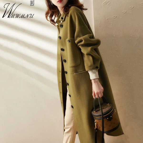 women's wool & blends korean fashion plus size long coats women elegant chic single-breasted designer jackets fall classic office lady, Black
women's wool & blends korean fashion plus size long coats women elegant chic single-breasted designer jackets fall classic office lady, Black