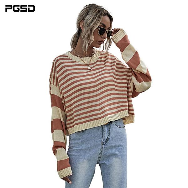 women's sweaters pgsd 2021 autumn winter short sweater women striped cool loose o-neck casual simple fashion knitting pullover, White;black
women's sweaters pgsd 2021 autumn winter short sweater women striped cool loose o-neck casual simple fashion knitting pullover, White;black