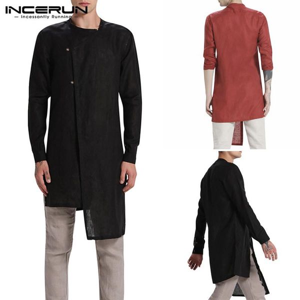 men's casual shirts men irregular long solid color shirt sleeve round neck cotton clothes vintage muslim kaftan s-5xl incerun, White;black
men's casual shirts men irregular long solid color shirt sleeve round neck cotton clothes vintage muslim kaftan s-5xl incerun, White;black