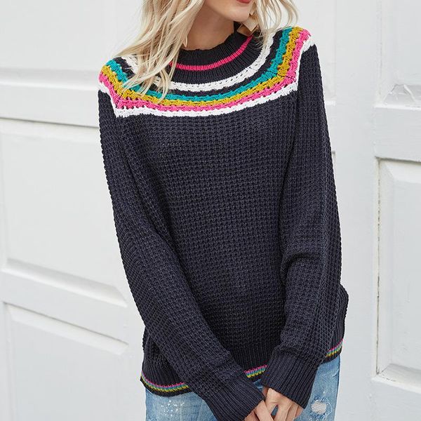 women's sweaters striped harajuku sweater knitted female pullovers contrast color jumpers 2021 fall winter clothing, White;black
women's sweaters striped harajuku sweater knitted female pullovers contrast color jumpers 2021 fall winter clothing, White;black