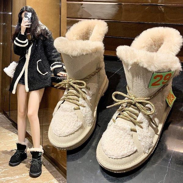 boots 2021 ankle women's wool snow fur fashion waterproof leather lace-up non-slip flat women, Black
boots 2021 ankle women's wool snow fur fashion waterproof leather lace-up non-slip flat women, Black