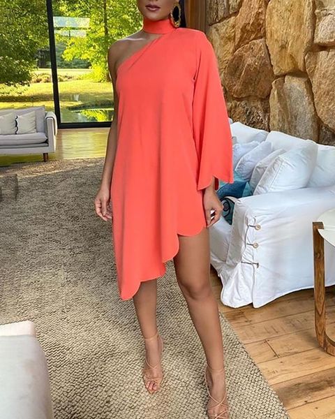 casual dresses 2021 fashion women summer elegant one shoulder ruffles scallop trim irregular dress lady high neck midi, Black;gray
casual dresses 2021 fashion women summer elegant one shoulder ruffles scallop trim irregular dress lady high neck midi, Black;gray