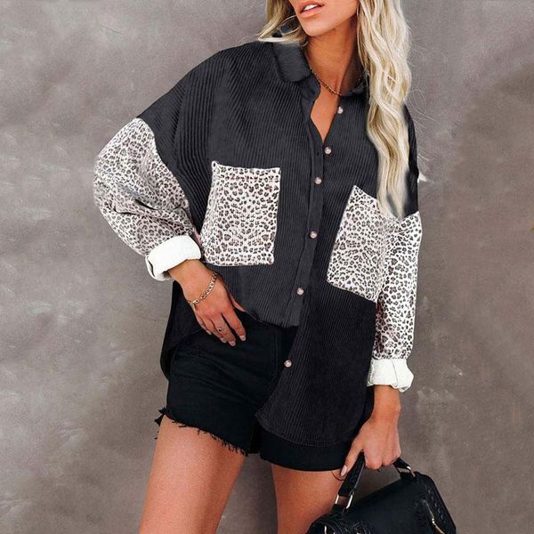 women's jackets 2021 autumn leopard corduroy jacket women loose coat overshirt female winter shirt for, Black;brown
women's jackets 2021 autumn leopard corduroy jacket women loose coat overshirt female winter shirt for, Black;brown