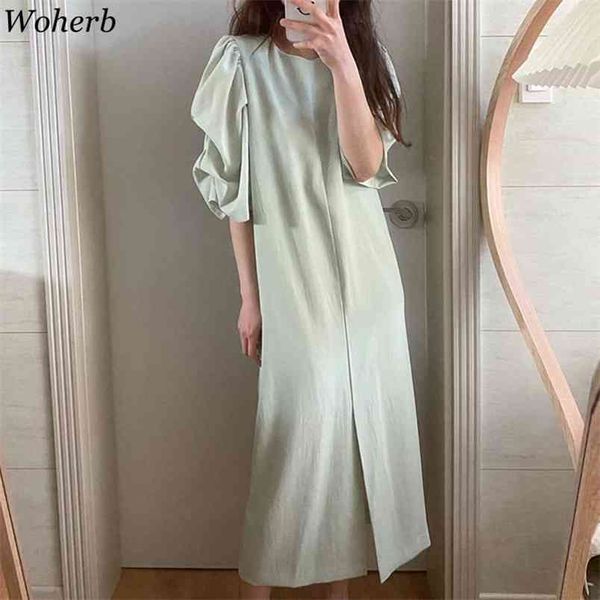 women o-neck pleated a-line maxi dresses femme ol office solid puff sleeve elegant chic vestidos 210519, Black;gray
women o-neck pleated a-line maxi dresses femme ol office solid puff sleeve elegant chic vestidos 210519, Black;gray