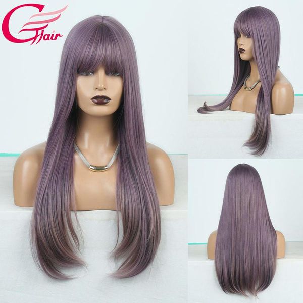 wig cosplay light purple straight middle part heat resistant fiber hair synthetic none lace with bang wigs, Black
wig cosplay light purple straight middle part heat resistant fiber hair synthetic none lace with bang wigs, Black