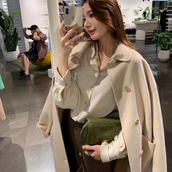 women's wool & blends high grade handmade double-sided woolen overcoat for women in autumn and winter 2021 medium long over knee simple, Black
women's wool & blends high grade handmade double-sided woolen overcoat for women in autumn and winter 2021 medium long over knee simple, Black