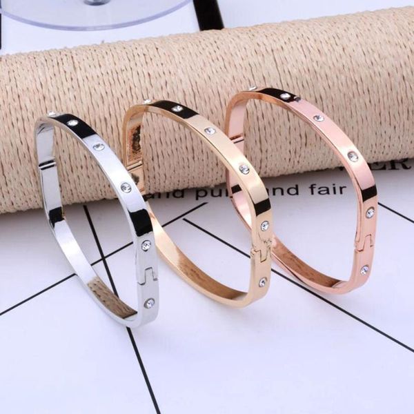 charm bracelets zinc alloy bangles square shaped bracelet fashion jewelry women with rhinestone female body accessories pulseras mujer, Golden;silver