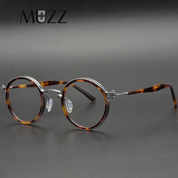 fashion sunglasses frames ip pure titanium&acetate glasses frame men round optical prescription eyeglasses women hand made japanese eyewear, Black