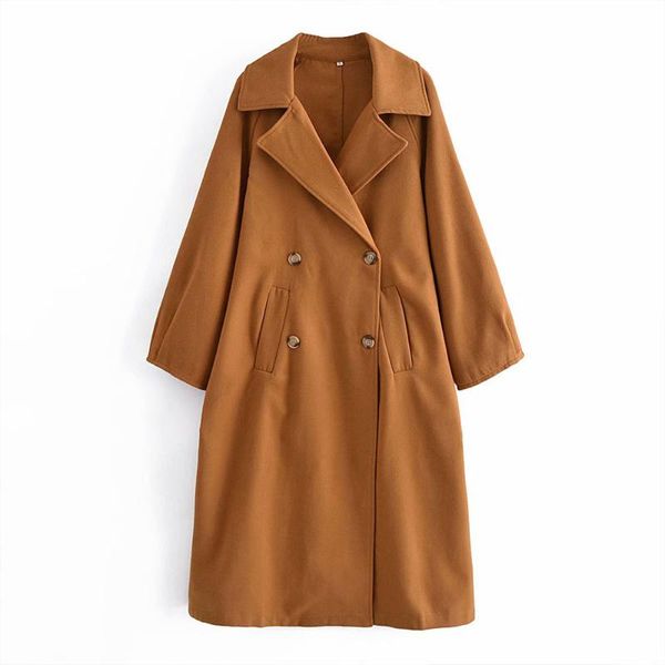 women's wool & blends women 2021 autumn caramel colour long section jacket overcoat vintage sleeve double breasted female outerwear chi, Black
women's wool & blends women 2021 autumn caramel colour long section jacket overcoat vintage sleeve double breasted female outerwear chi, Black