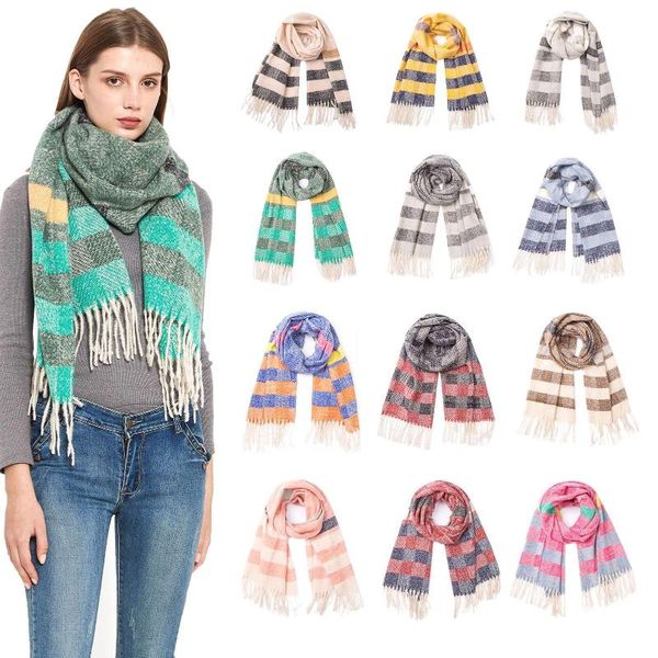 scarves tassel striped pattern scarf enlarged warm long shawl neck wrap bandana, Blue;gray
scarves tassel striped pattern scarf enlarged warm long shawl neck wrap bandana, Blue;gray
