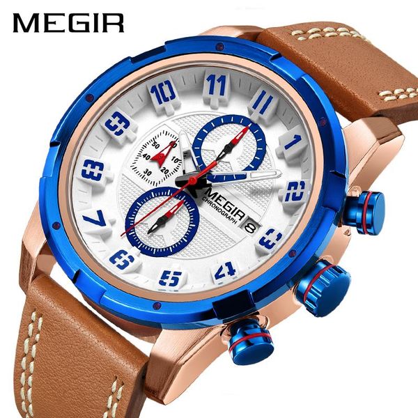 wristwatches megir creative chronograph sport watch men clock leather quartz wrist watches time hour army military relogios, Slivery;brown
wristwatches megir creative chronograph sport watch men clock leather quartz wrist watches time hour army military relogios, Slivery;brown
